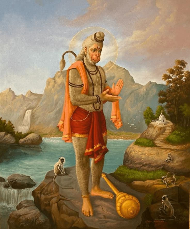 Lord Hanuman in a majestic and serene pose
